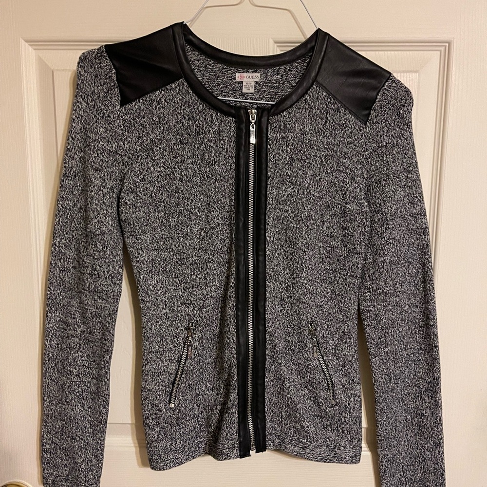 GUESS size xs cardigan with faux leather trim